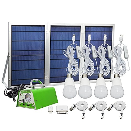 [30W Panel Foldable] HKYH Solar Panel Lighting Kit, Solar Home DC System Kit
