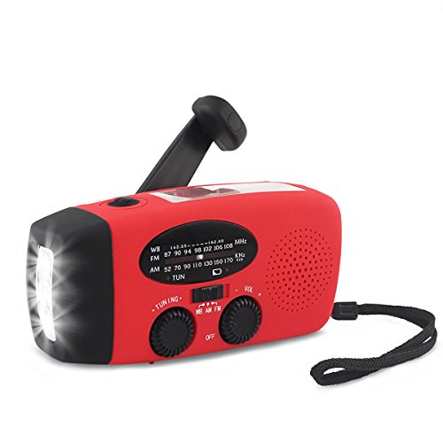 Emergency Radios, Bearham Hand Crank Self Powered AM/FM/WB NOAA Solar Weather Radio with LED Flashlight